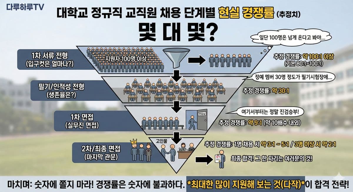"몇 대 몇?" 대학교 정규직 교직원 채용 전형별 '현실 경쟁률' 공개