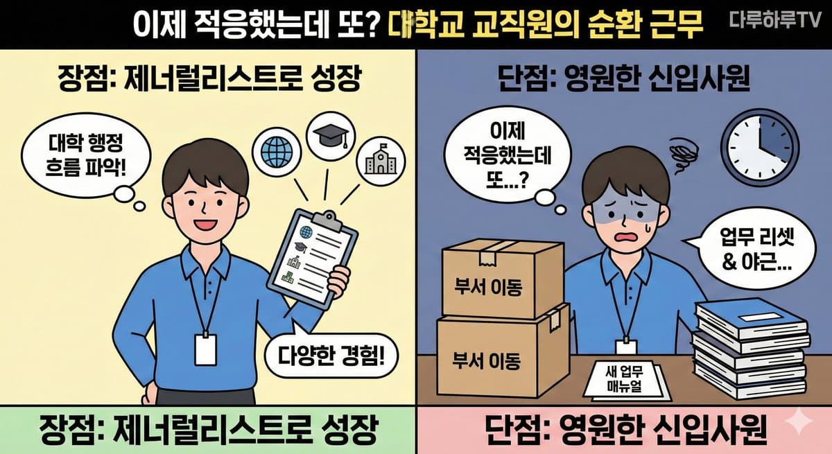 "이제 적응했는데 또?" 대학교 교직원의 부서 이동 주기와 현실 (순환 근무의 명과 암)