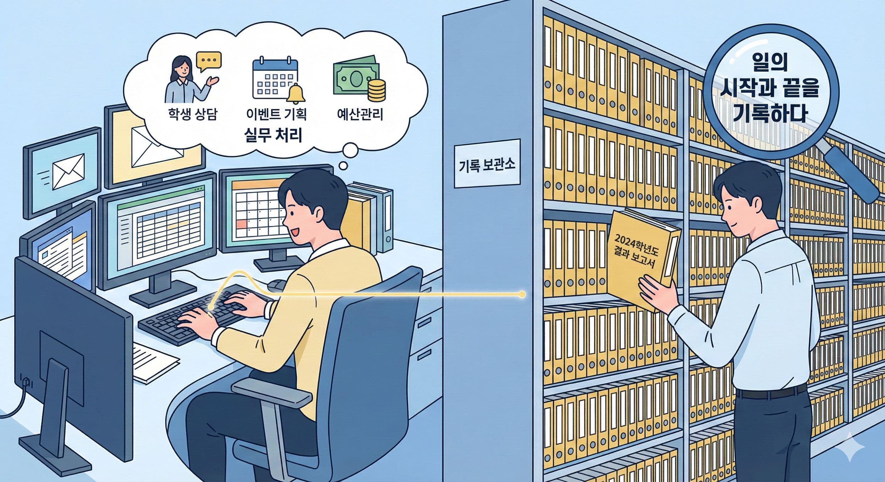 "컴퓨터 앞에서 뭐 하세요?" 정규직 교직원 업무의 본질 2가지