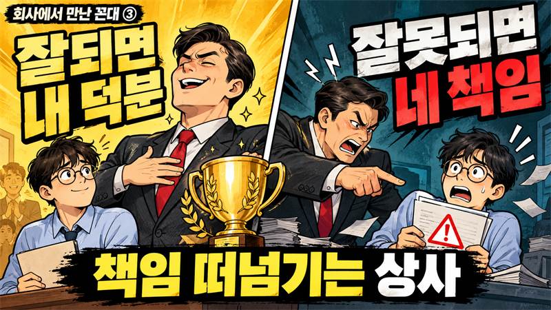 회사에서 만난 꼰대 3편, 잘되면 내 덕분 잘못되면 네 책임, 책임 떠넘기는 상사
